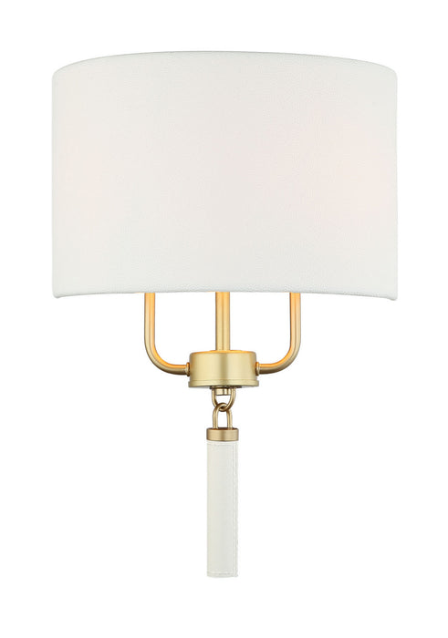 Varaluz 368W02GOW Two Light Wall Sconce, Painted Gold/White Leather