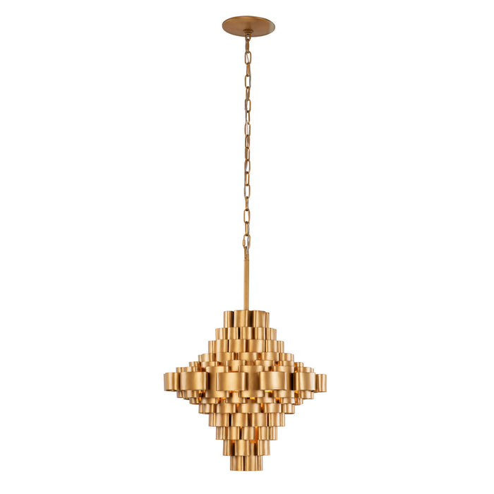 Varaluz 369F05AGCB Five Light Foyer Pendant, Antique Gold/Carbon Black
