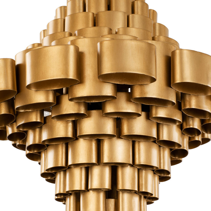 Varaluz 369F05AGCB Five Light Foyer Pendant, Antique Gold/Carbon Black