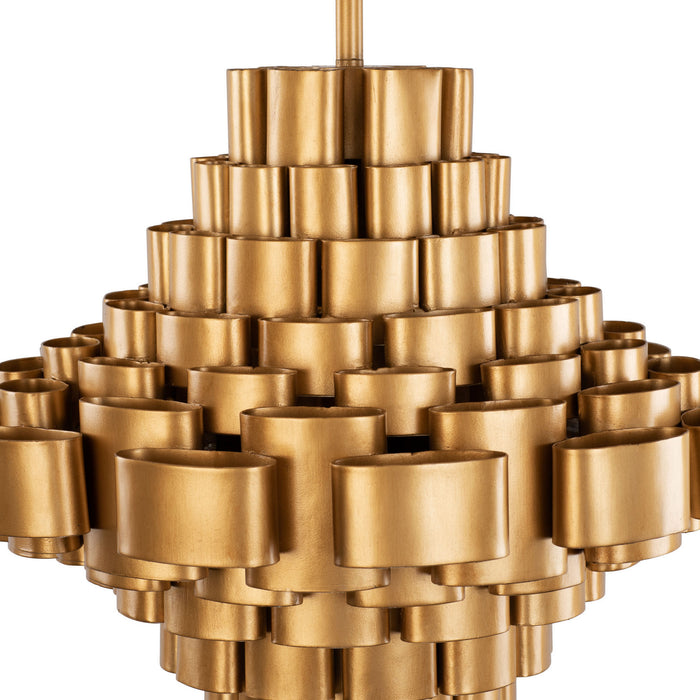 Varaluz 369F05AGCB Five Light Foyer Pendant, Antique Gold/Carbon Black