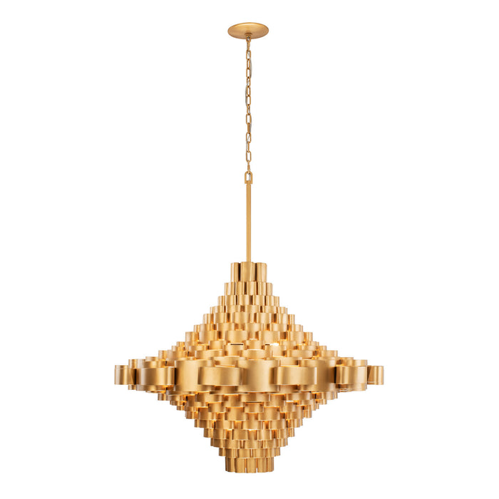 Varaluz 369F17AGCB 17 Light Foyer Pendant, Antique Gold/Carbon Black