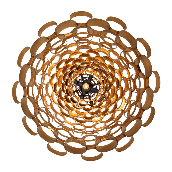 Varaluz 369F17AGCB 17 Light Foyer Pendant, Antique Gold/Carbon Black