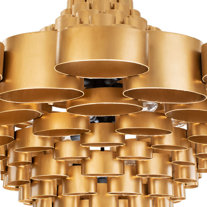 Varaluz 369F17AGCB 17 Light Foyer Pendant, Antique Gold/Carbon Black