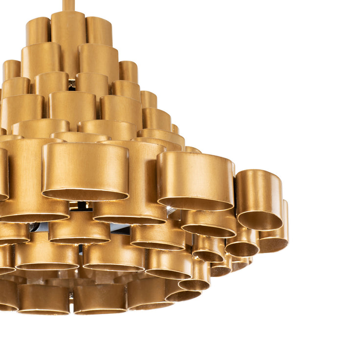 Varaluz 369P04AGCB Four Light Pendant, Antique Gold/Carbon Black