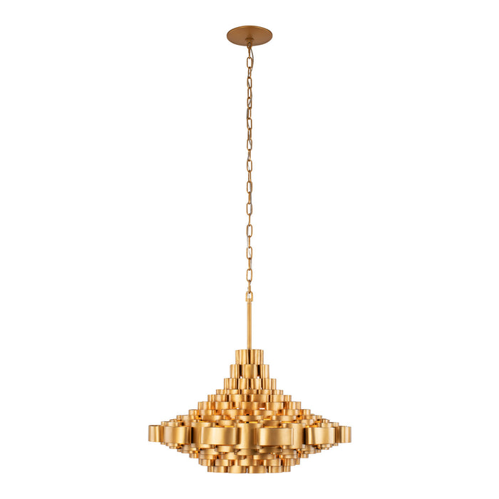 Varaluz 369P06AGCB Six Light Pendant, Antique Gold/Carbon Black