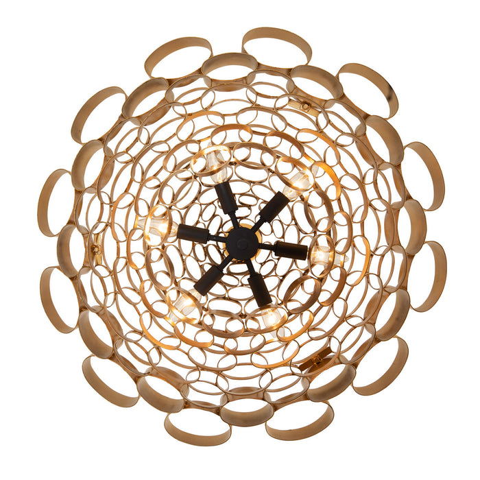 Varaluz 369P06AGCB Six Light Pendant, Antique Gold/Carbon Black