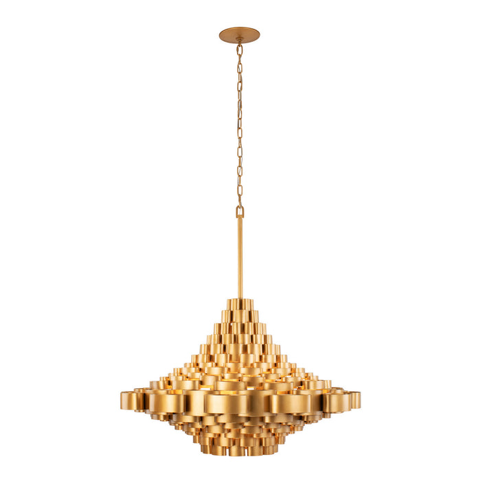 Varaluz 369P10AGCB Ten Light Pendant, Antique Gold/Carbon Black