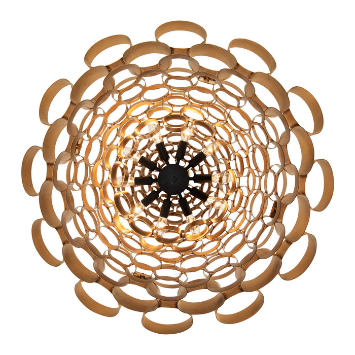 Varaluz 369P10AGCB Ten Light Pendant, Antique Gold/Carbon Black