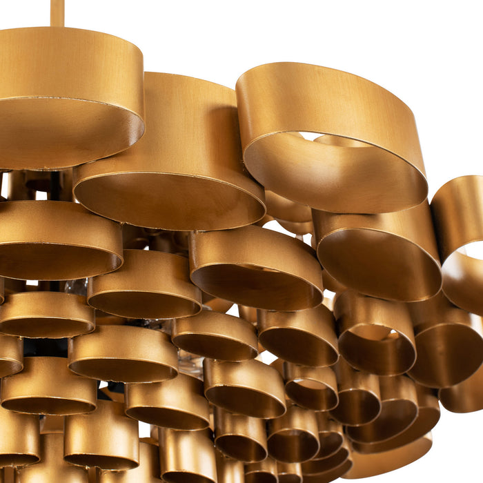 Varaluz 369P10AGCB Ten Light Pendant, Antique Gold/Carbon Black
