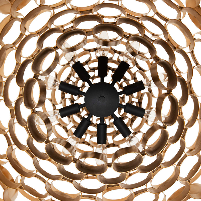 Varaluz 369P10AGCB Ten Light Pendant, Antique Gold/Carbon Black