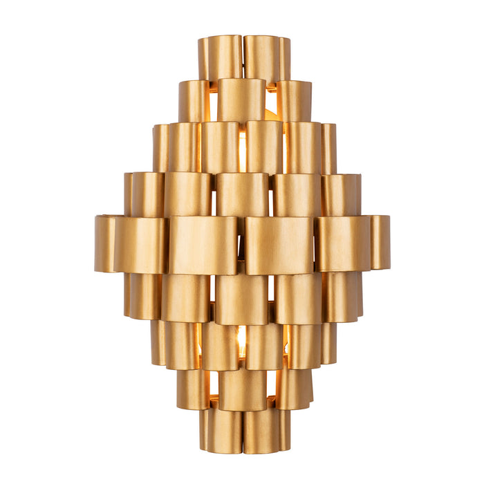 Varaluz 369W02AGCB Two Light Wall Sconce, Antique Gold/Carbon Black