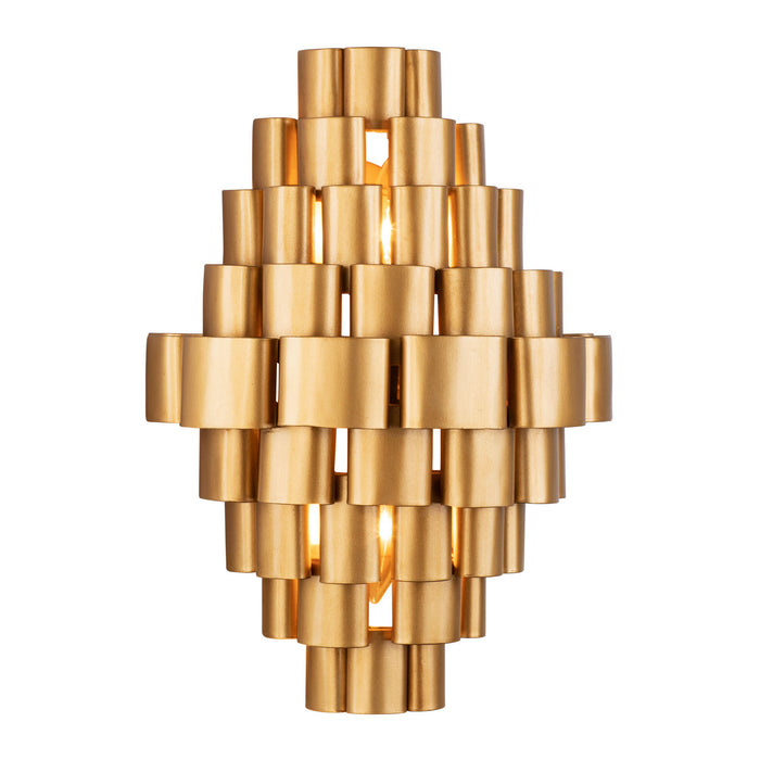 Varaluz 369W02AGCB Two Light Wall Sconce, Antique Gold/Carbon Black