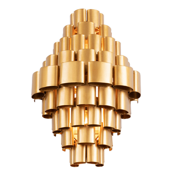 Varaluz 369W02AGCB Two Light Wall Sconce, Antique Gold/Carbon Black