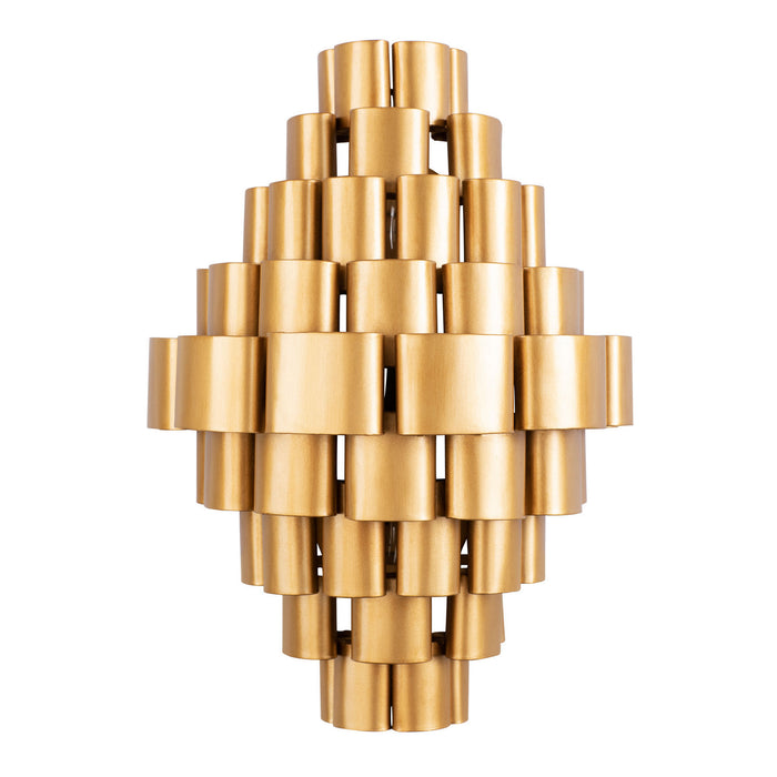 Varaluz 369W02AGCB Two Light Wall Sconce, Antique Gold/Carbon Black