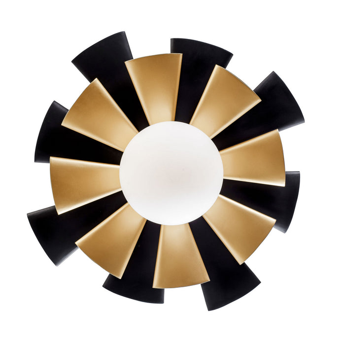 Varaluz 372S01LMBFG One Light Convertible Flush Mount/Wall Sconce, Matte Black/French Gold