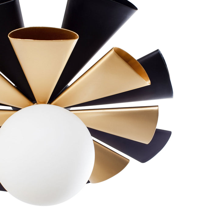Varaluz 372S01LMBFG One Light Convertible Flush Mount/Wall Sconce, Matte Black/French Gold