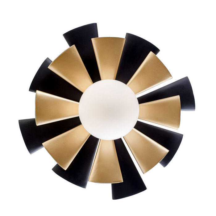 Varaluz 372S01MMBFG One Light Convertible Flush Mount/Wall Sconce, Matte Black/French Gold