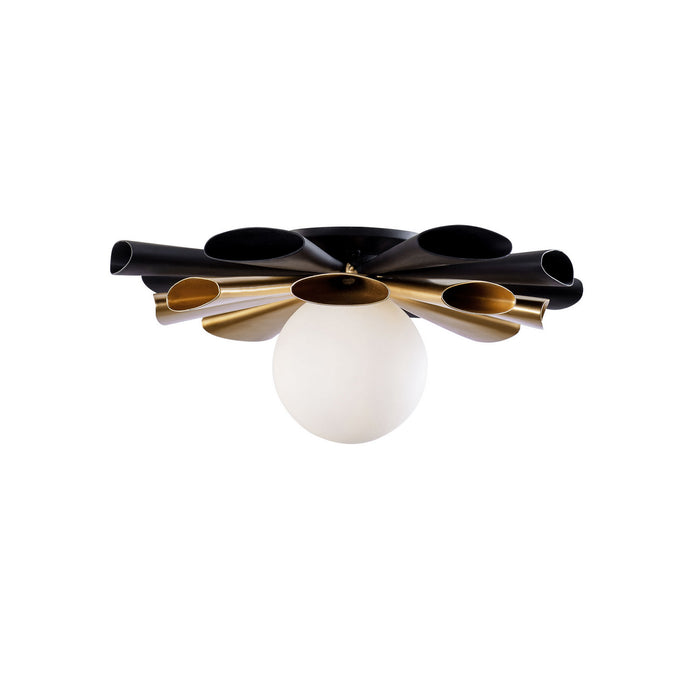 Varaluz 372S01MMBFG One Light Convertible Flush Mount/Wall Sconce, Matte Black/French Gold