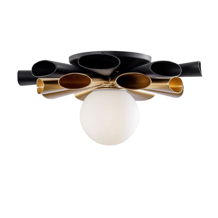Varaluz 372S01SMBFG LED Convertible Flush Mount/Wall Sconce, Matte Black/French Gold