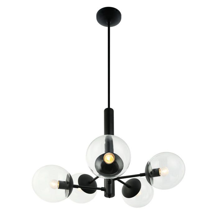 Varaluz 373C05BL Five Light Chandelier, Black