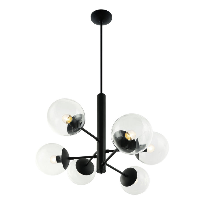 Varaluz 373C06BL Six Light Chandelier, Black