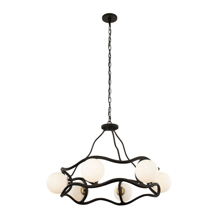 Varaluz 374C06CBFG Six Light Chandelier, Carbon/French Gold