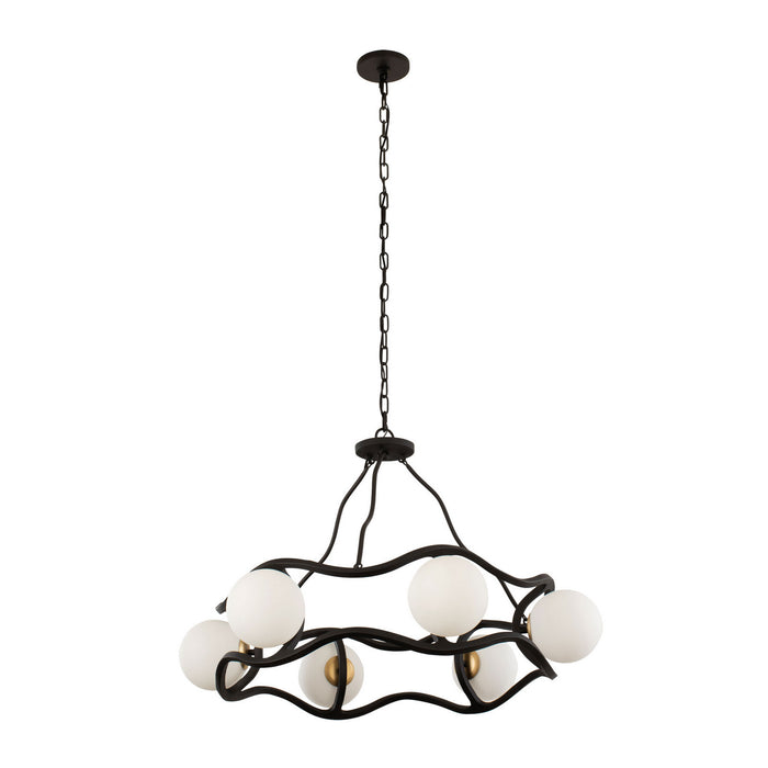 Varaluz 374C06CBFG Six Light Chandelier, Carbon/French Gold