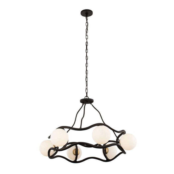 Varaluz 374C06CBFG Six Light Chandelier, Carbon/French Gold