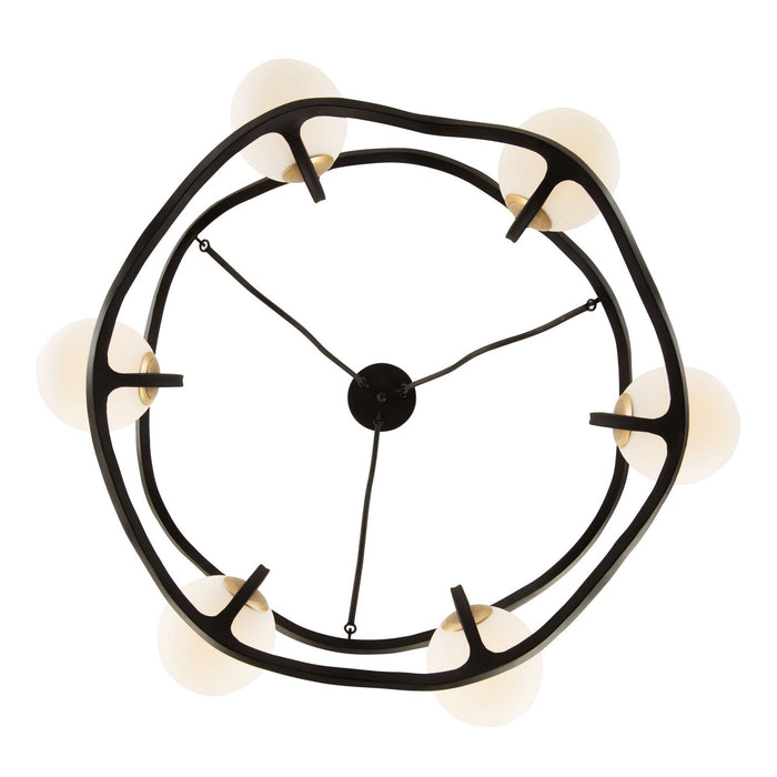 Varaluz 374C06CBFG Six Light Chandelier, Carbon/French Gold
