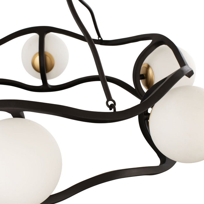Varaluz 374C06CBFG Six Light Chandelier, Carbon/French Gold