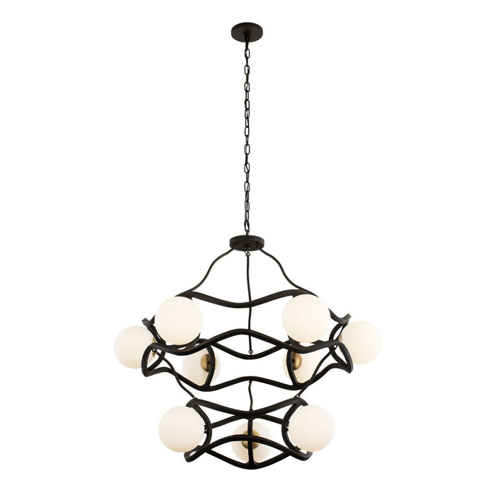 Varaluz 374C09CBFG Nine Light Chandelier, Carbon/French Gold
