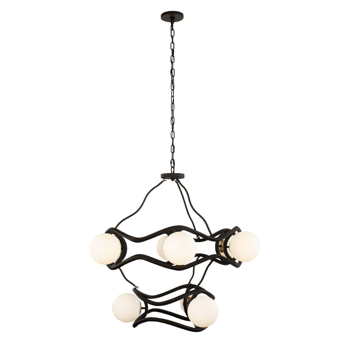 Varaluz 374C09CBFG Nine Light Chandelier, Carbon/French Gold