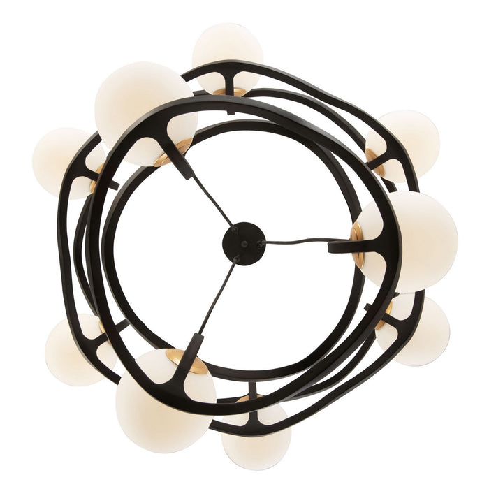 Varaluz 374C09CBFG Nine Light Chandelier, Carbon/French Gold