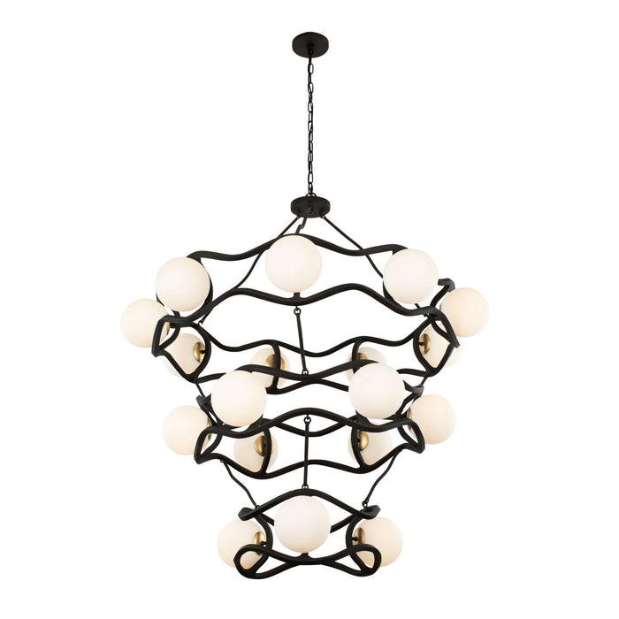 Varaluz 374C18CBFG 18 Light Chandelier, Carbon/French Gold