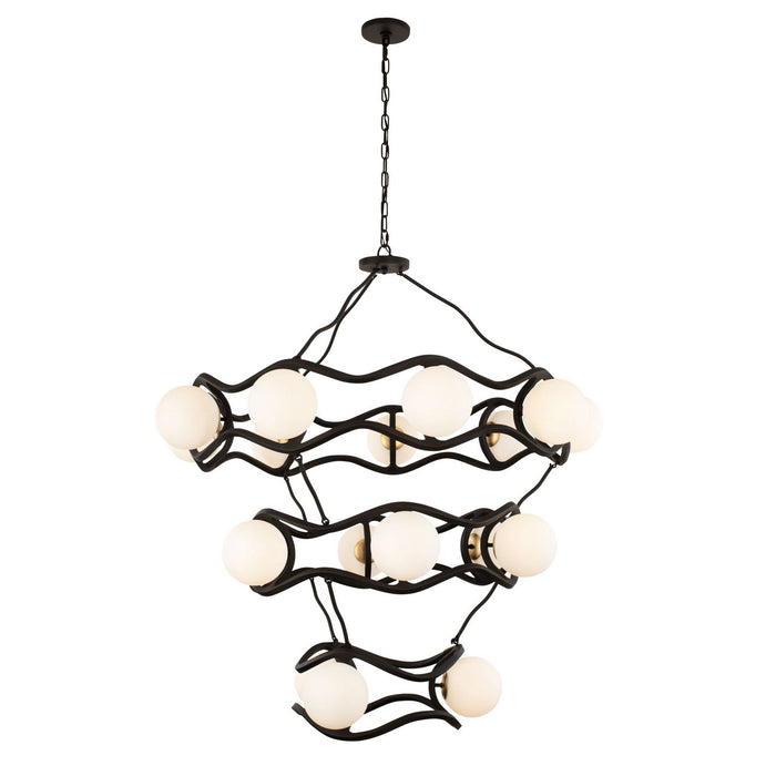 Varaluz 374C18CBFG 18 Light Chandelier, Carbon/French Gold