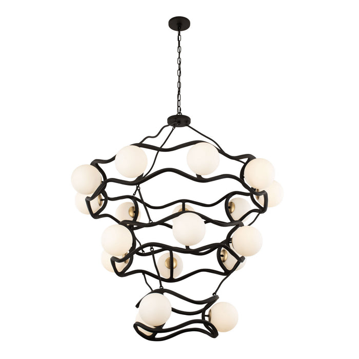 Varaluz 374C18CBFG 18 Light Chandelier, Carbon/French Gold