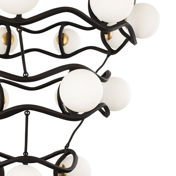 Varaluz 374C18CBFG 18 Light Chandelier, Carbon/French Gold