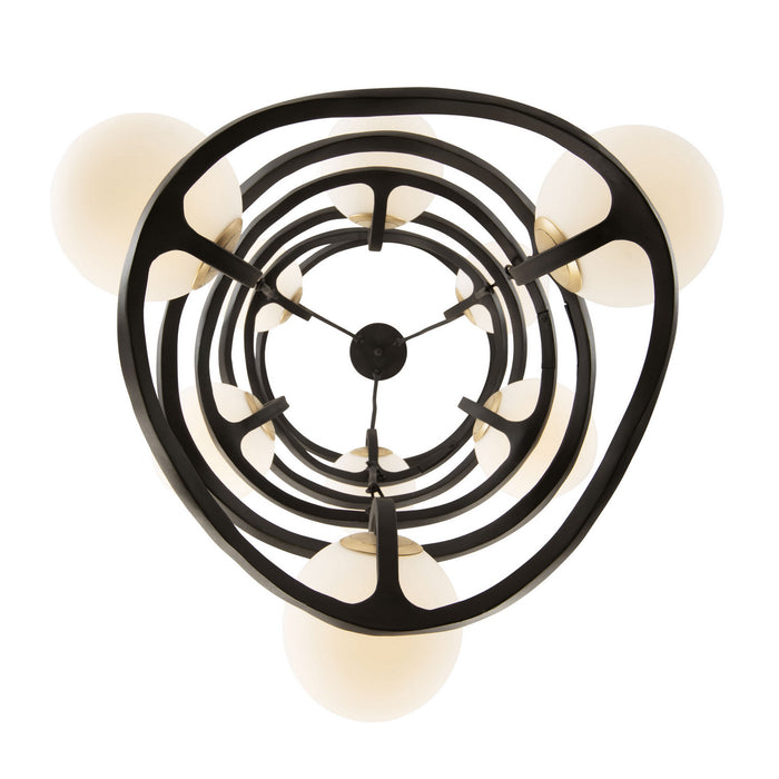 Varaluz 374F09CBFG Nine Light Foyer Pendant, Carbon/French Gold