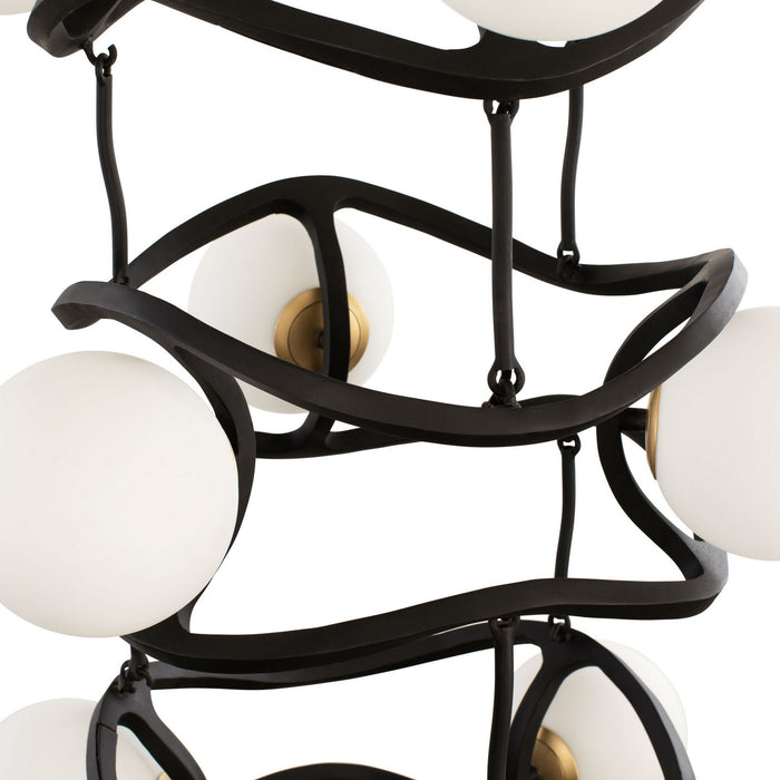 Varaluz 374F09CBFG Nine Light Foyer Pendant, Carbon/French Gold
