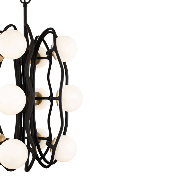 Varaluz 374P12CBFG LED Pendant, Carbon/French Gold