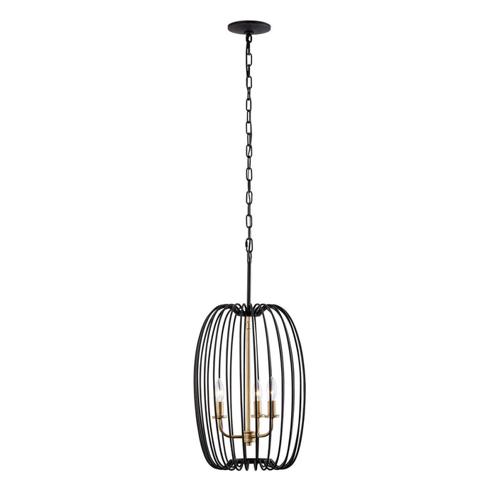 Varaluz 375F03CBHG Three Light Foyer Pendant, Carbon/Havana Gold