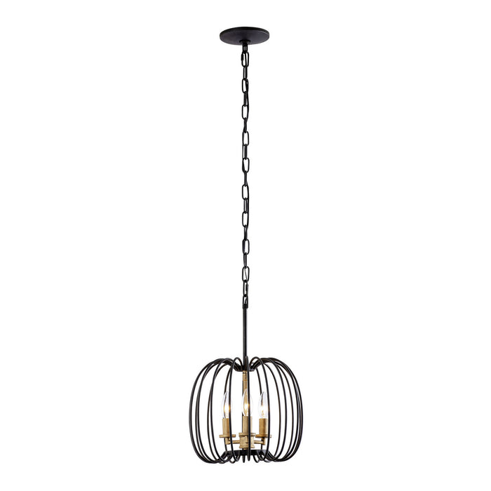 Varaluz 375M03CBHG Three Light Pendant, Carbon/Havana Gold