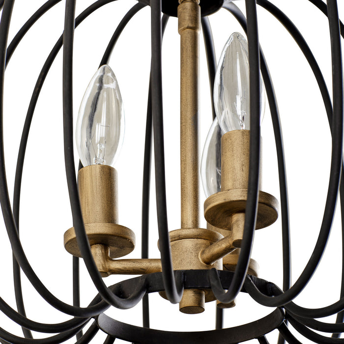 Varaluz 375M03CBHG Three Light Pendant, Carbon/Havana Gold