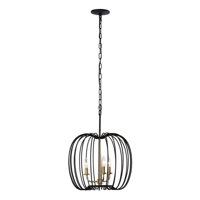 Varaluz 375P03CBHG Three Light Pendant, Carbon/Havana Gold
