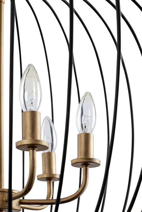 Varaluz 375P06CBHG Six Light Pendant, Carbon/Havana Gold