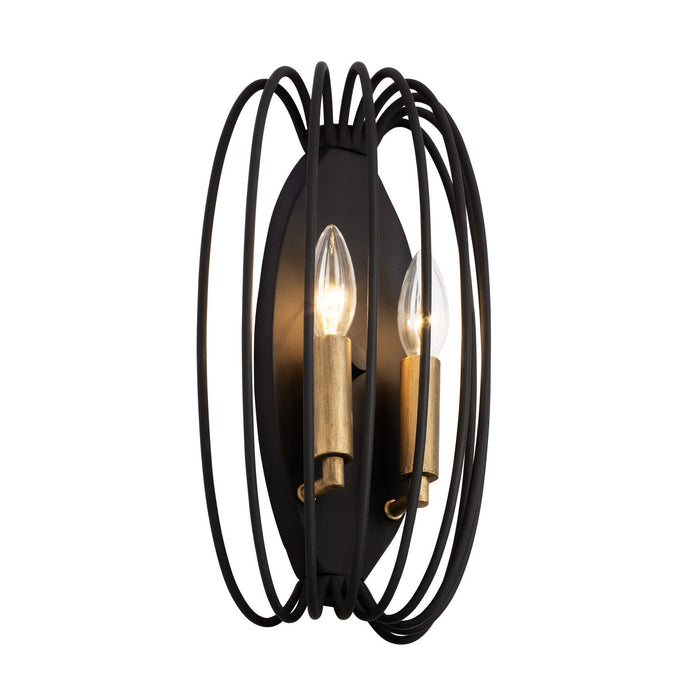 Varaluz 375W02CBHG Two Light Wall Sconce, Carbon/Havana Gold