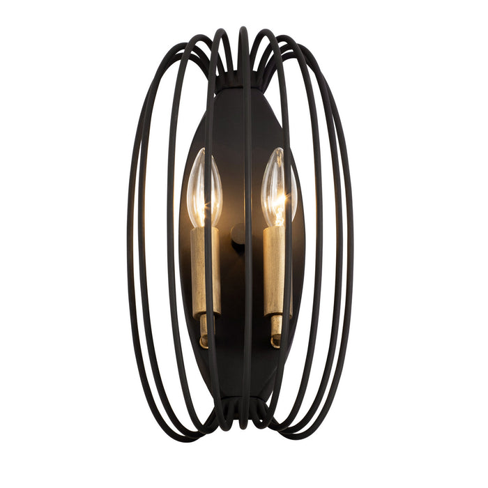 Varaluz 375W02CBHG Two Light Wall Sconce, Carbon/Havana Gold
