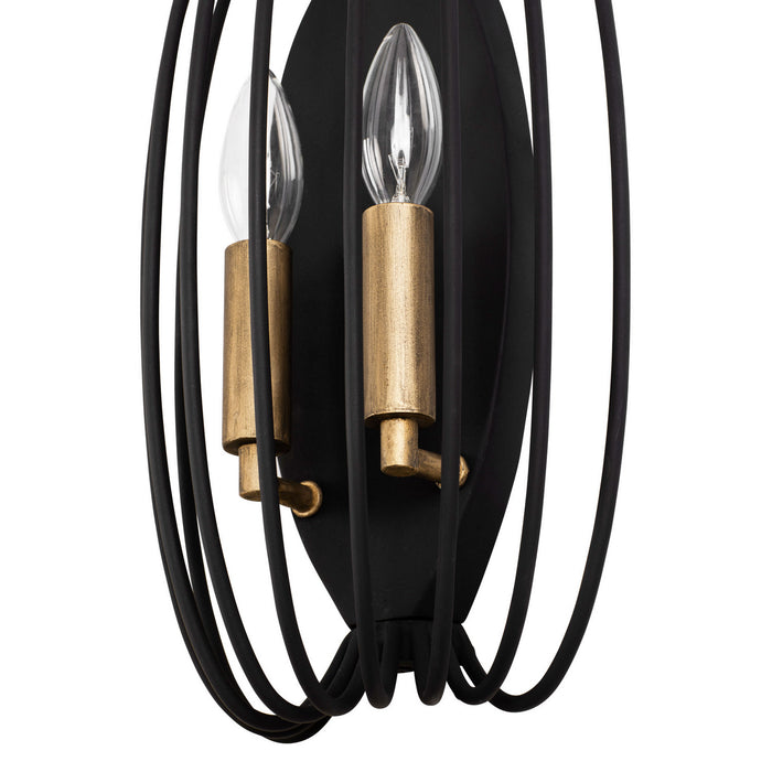 Varaluz 375W02CBHG Two Light Wall Sconce, Carbon/Havana Gold