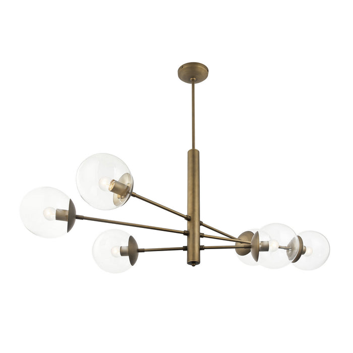 Varaluz 612750 Six Light Linear Pendant, Antique Brass