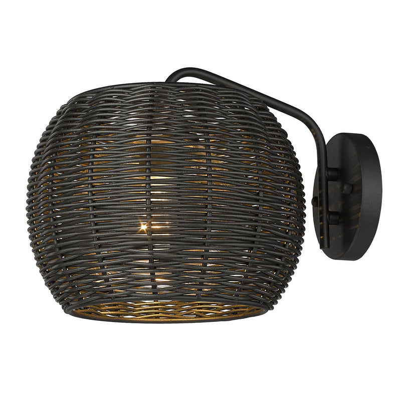 Golden 6074-OWM NB-BRW One Light Outdoor Wall Sconce, Natural Black